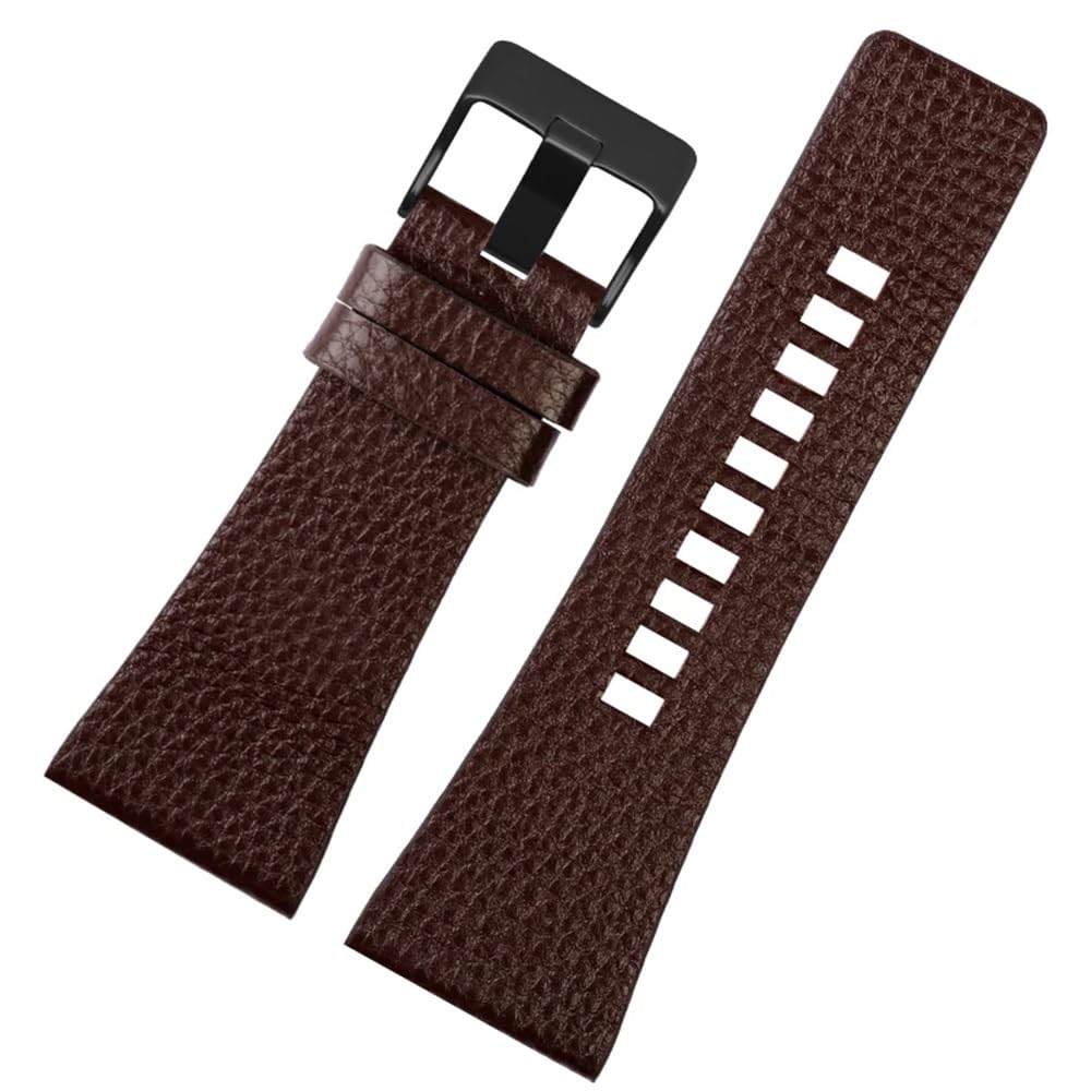 AMAUPCKCA 24mm 26mm 28mm 30mm 32mm Soft Cowhide Strapfor Diesel Watch Dz4323 Dz4318 Dz4329/ Friday Series Large Size Cowhide Strap(Litchi Brown bk,30mm)