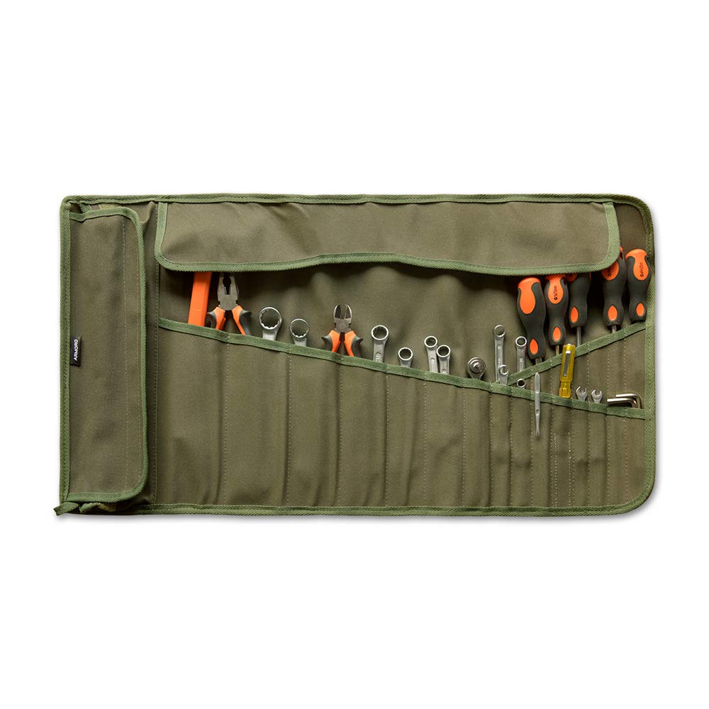 ARMORO Heavy Duty Canvas Tool Roll Organizer Tool Bag, 23 Slots and 1 Pocket, Easy to Roll and Carry for DIY Enthusiasts (Olive) (B07F8VV526) Amazon Price History, Amazon Price Tracker