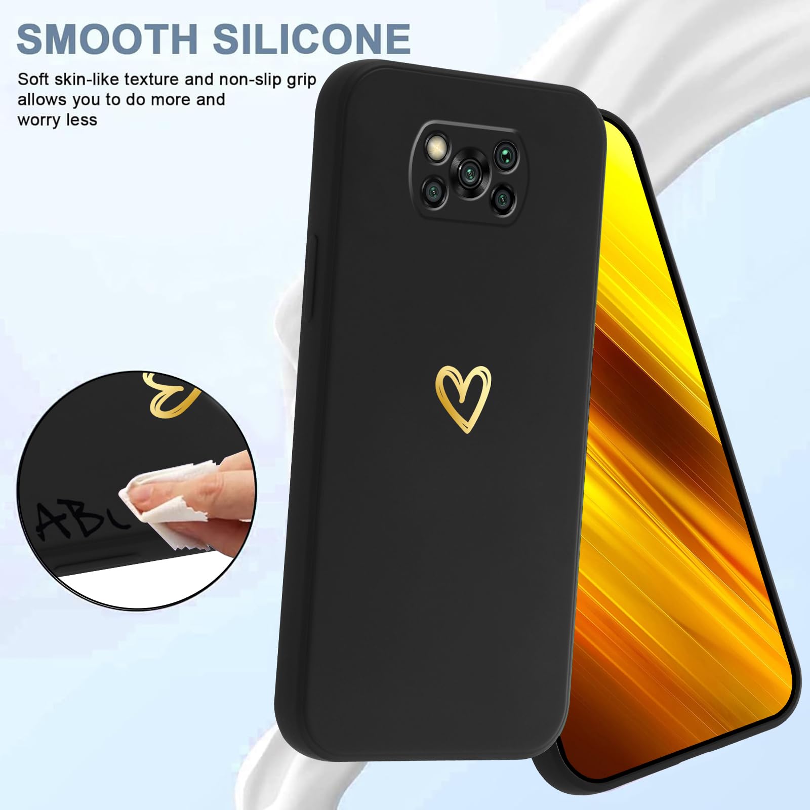 2 TPU-Hüllen Für Xiaomi Poco X3/NFC/Pro – Mit Herz-Motiv, Stoßfest, Präzise Ausschnitte, Schwarz & Weiß