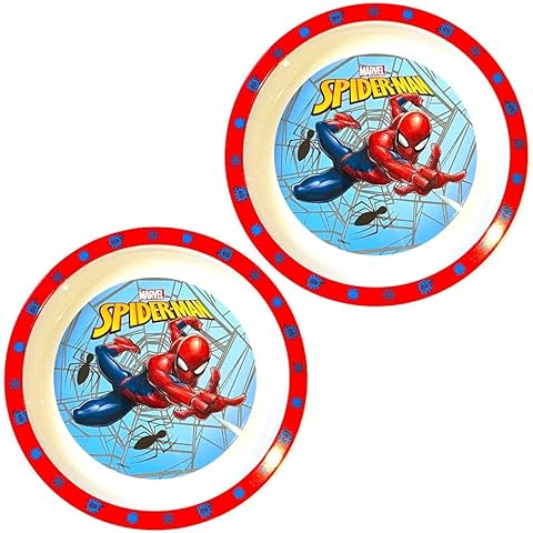 Caribou Living Spiderman Super Hero Reusable Plastic Children's Breakfast Lunch Dinner Plates 21cm - 2X Plates Cover
