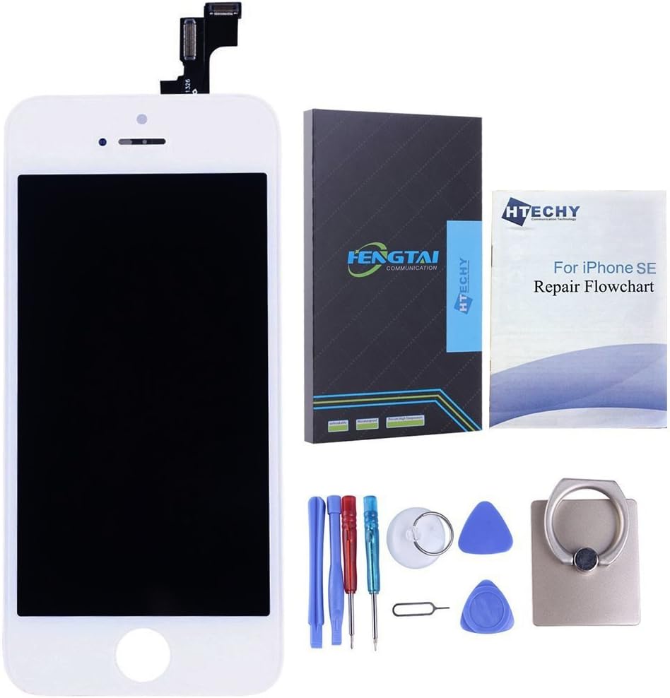 Htechy LCD Display Touchscreen Digitizer Panel For iPhone SE 4" Replacement Full Front Complete Glass For iPhone SE (white)