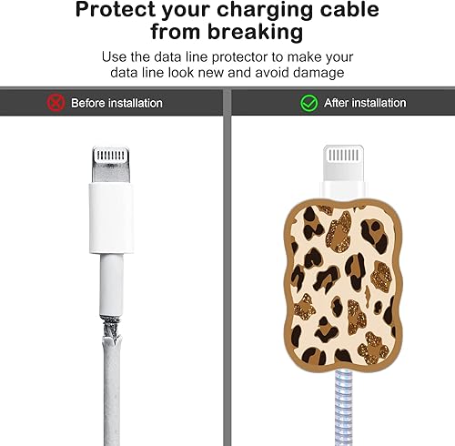 Miniatura 4 de Protectores de cable de leopardo para cargador de iPhone, diseño de mármol lujoso, cable de datos, cargador USB, línea de datos, protector de cable