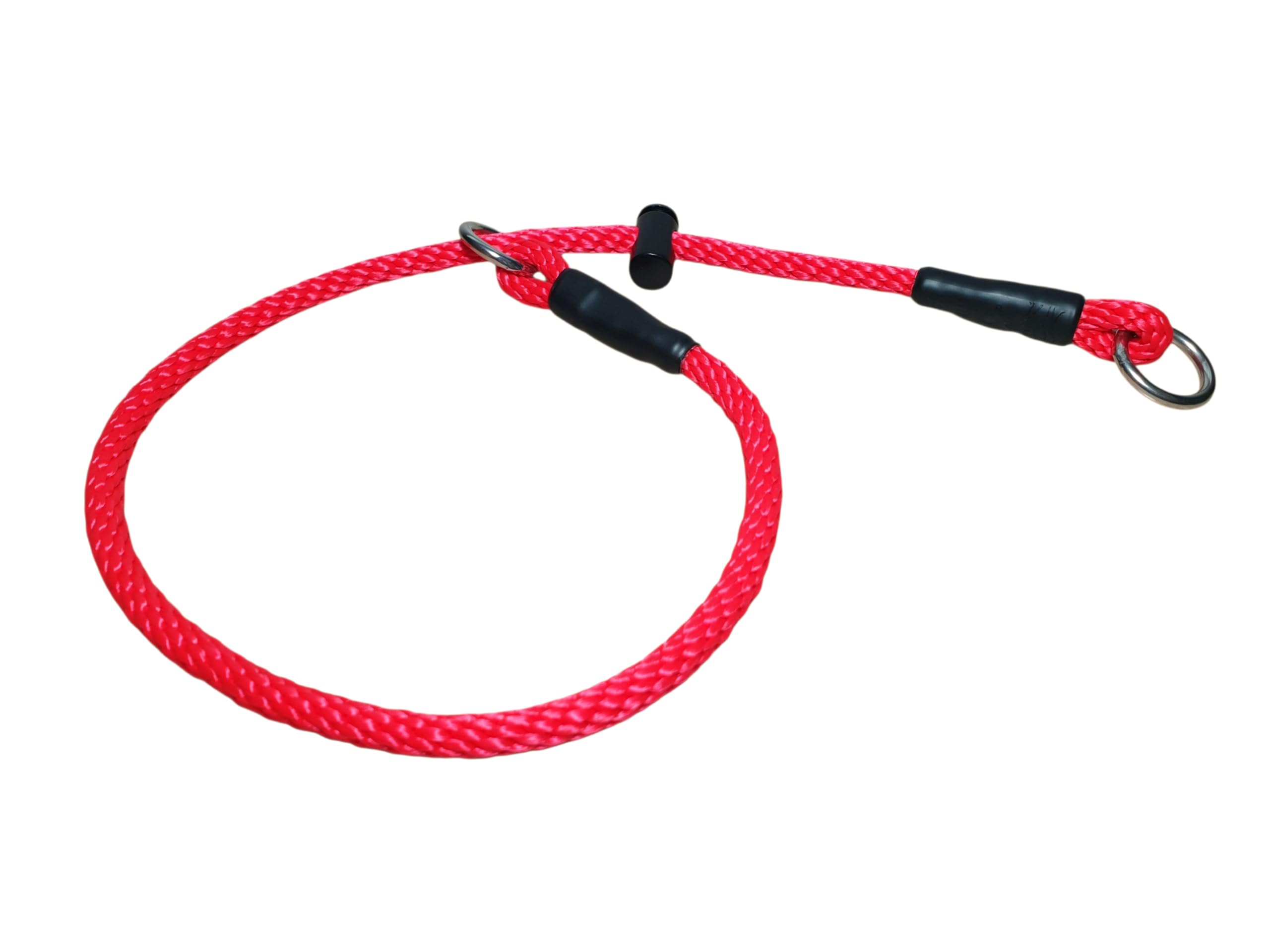 Slip dog collar Training collar Choke collar Dominant dog collar 8mm Polypropylene rope with a snug adjustable stopper/limiter (X-Large, Red)