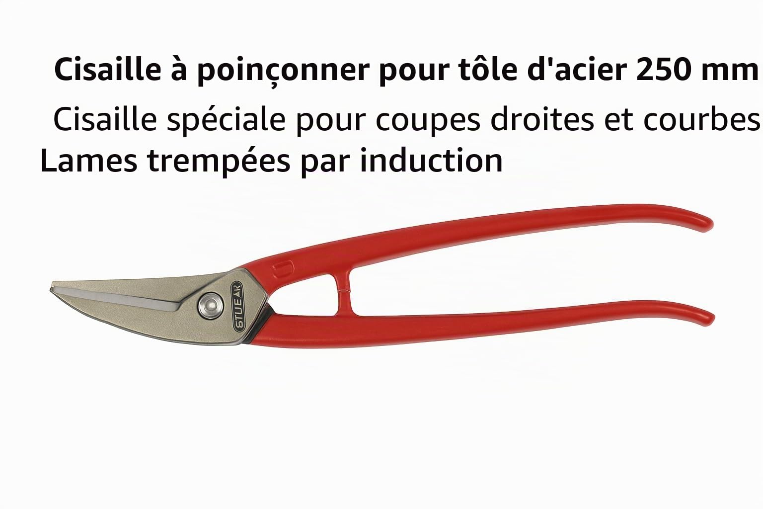 Cisaille métallique Stubai 250 mm pour chantier, atelier, construction, coupes droites et courbes Cisaille robuste en acier Outil de précision pour artisans