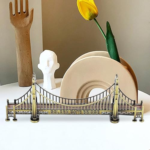 Miniatura 5 de VOSAREA Golden Gate Bridge Modelo Decoración Arquitectura Estatua de Puente de Arquitectura Famosa Internacional Esculturas de Puente Decoración de