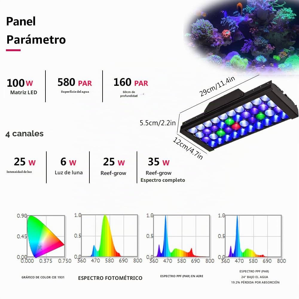 PopBloom 200W Luz LED de Acuario Marino, Iluminación Multiespectrales Marino Regulable para Acuario de Coral, Soporte de Lámpara Incluido, con Controlador Inteligente (2 Lámparas con Kit de Montaje)