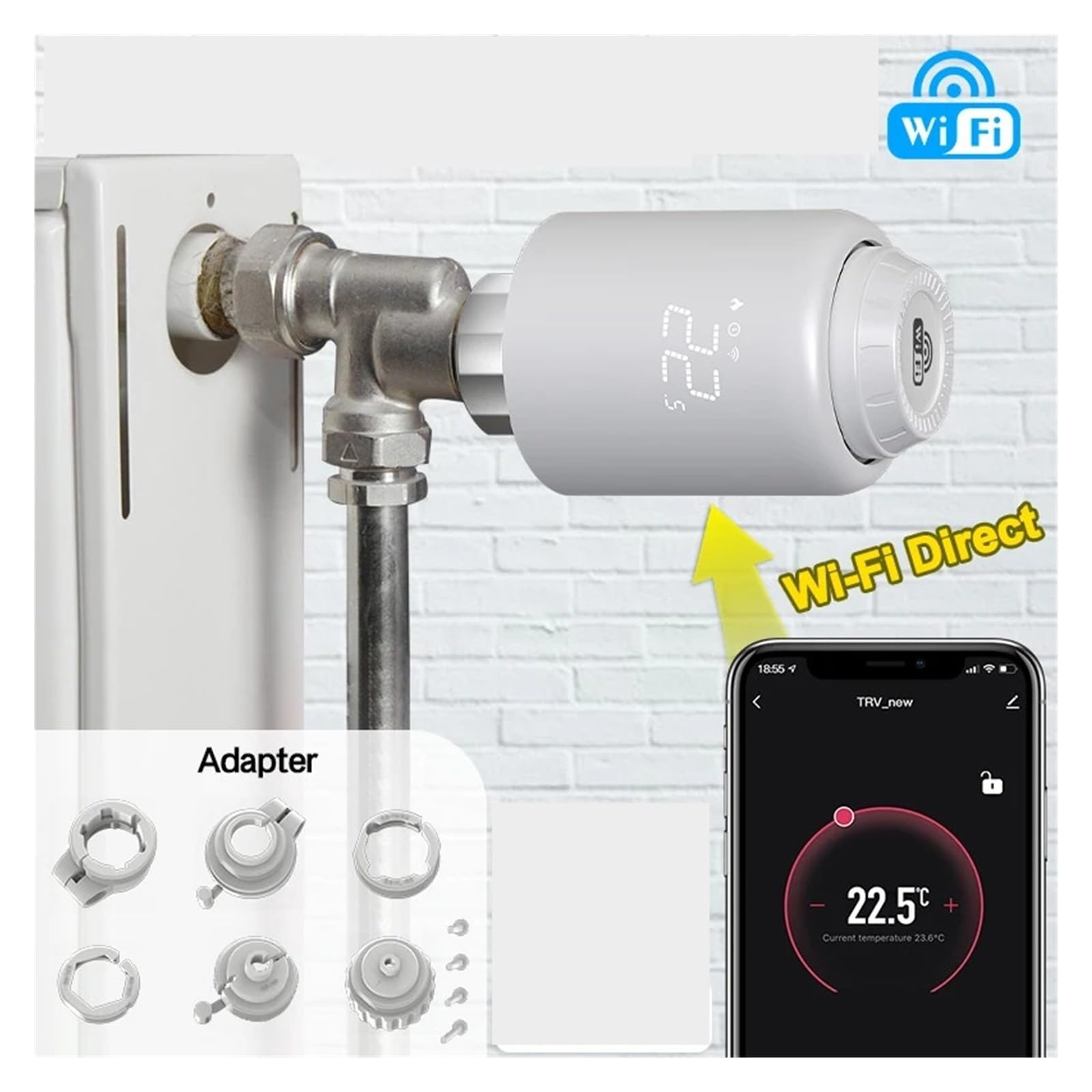 Termostato Inteligente, Válvulas Termostáticas For Radiador con WiFi, Cabezal Termostático Inteligente, Controlador De Temperatura Programable For El Hogar,Digital programable(6PCS)