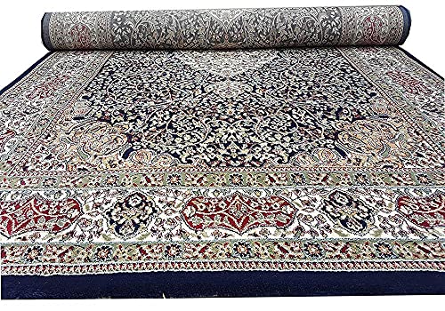 Indian Kashmiri Non-Slip Area Rug 3x5 ft, Blue