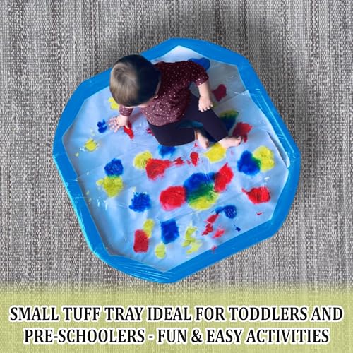 JMS we create smile - Small Plastic Colourful Beach Tuff Tray for Sand & Water Games for Toddlers Play - Sand Castle Builder Equipments 70x70 CM -Made in UK (Sky Blue) - Image 6