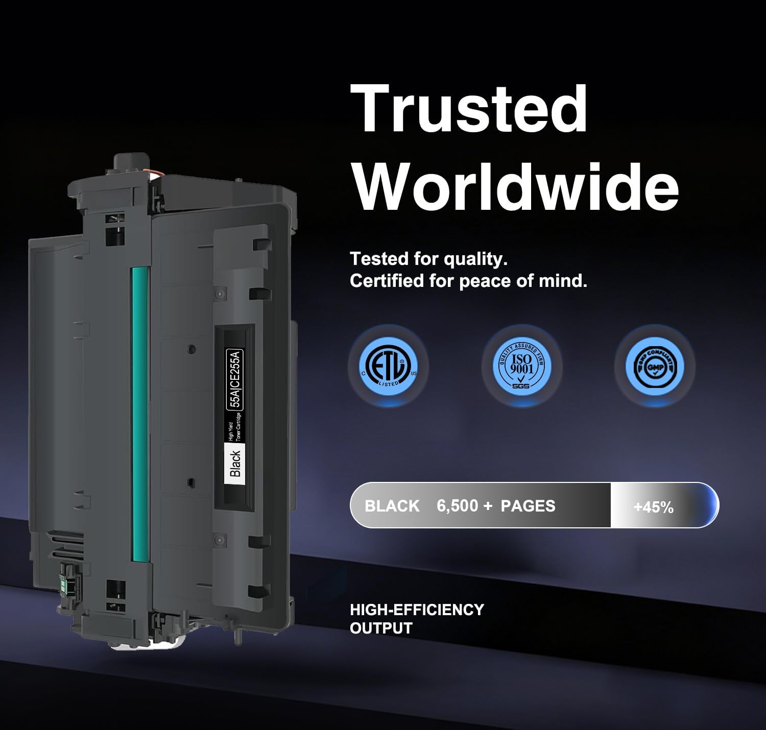 CE255A 55A Black Toner Cartridge Replacement for HP 55A 55X Works with HP P3015 P3015dn P3015x Enterprise Pro 500 MFP M525 M521 M521dn M521dw Printer 2-Pack