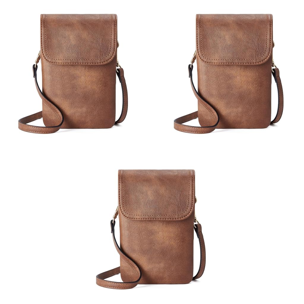 Crossbody Phone Bag - Fashion Women Mini Purse Vintage Brown PU Leather Casual Card Evening Sling Multi Pocket for Daily, Travel-image-49
