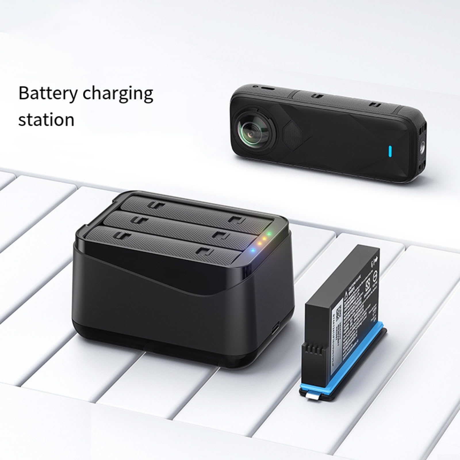 Per Insta360 X5 caricabatterie portatile 3 batterie di ricarica caricatore caricatore caricatore per fotocamera Box stazione di ricarica per Insta360 X5 nero