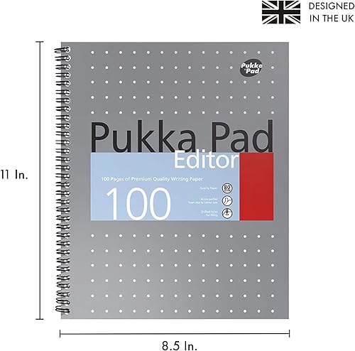 Miniatura 3 de Pukka Pad Cuaderno editor de un solo tema, paquete de 3 unidades, tamaño carta 50, hojas premium de 80 GSM, color plateado