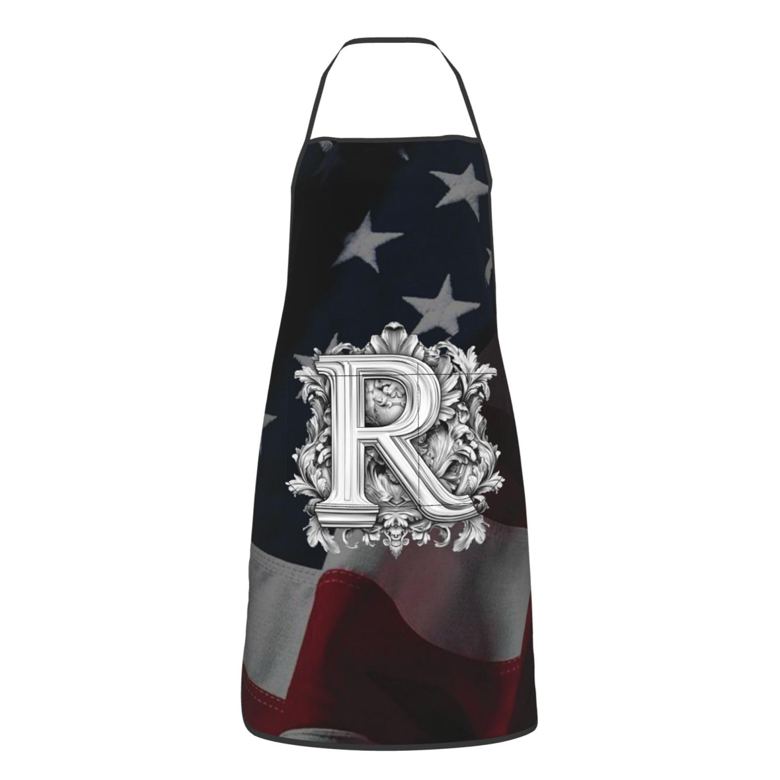 nopicsn Classic Monogram Letter R Apron for cooking with Pockets Women Men Kitchen Chef Funny Aprons