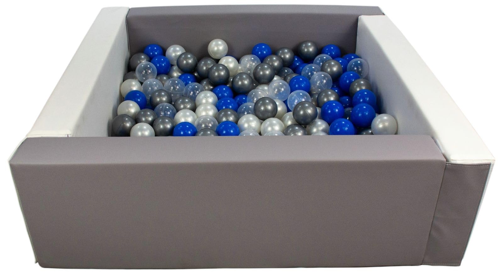 Velinda Swimming Pool with 300 Coloured Squares Imitation Leather 5 Elements Child Play (Colour Pool/Balls: White, Grey/Pearl White, Transparent, Blue, Silver)