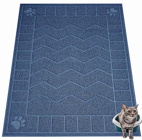 Image of Cat Litter Mat, Litter Trapping Mat Soft on Kitty Paws, 47 inch x 35 inch Kitten Litter Box Mat for Cleaner Floors, Waterproof, Easy Clean, Durable XL Large Size Cat Litter Pad for Kitten.