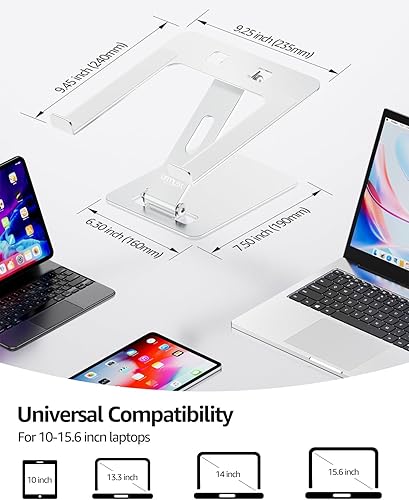 Miniatura 6 de Urmust Soporte ajustable para computadora portátil, soporte de aluminio portátil para computadora portátil, plegable, soporte ergonómico para