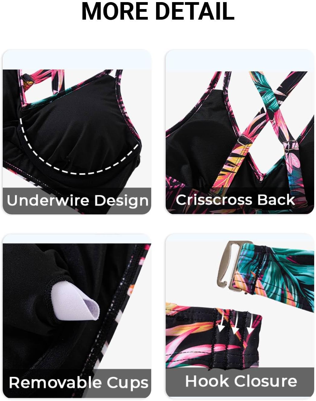 Women Underwire Bikini Top Only - Push Up Bathing Suit Top Twist Front Swimsuit - Image 5