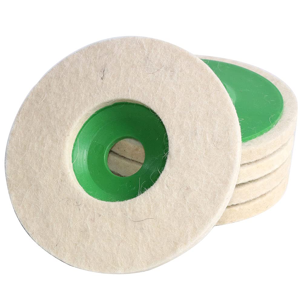 5 Inch 5PCS Wool Felt Polishing Wheel 125 * 22mm Angle Grinder Buffing Pad Flap Disc for Metal Marble Glass Ceramics(10pcs)