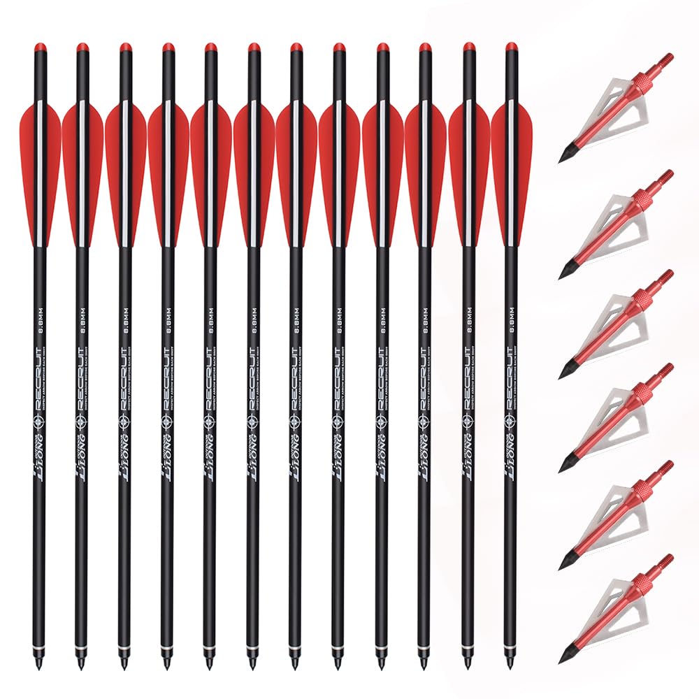 NIKA ARCHERY Boulons d'arbalète flèches en Carbone 18'' 20'' Pouces flèches d'arbalète pour la Chasse à l'arbalète tir à l'arc Cible pratiqu (12 pièces)