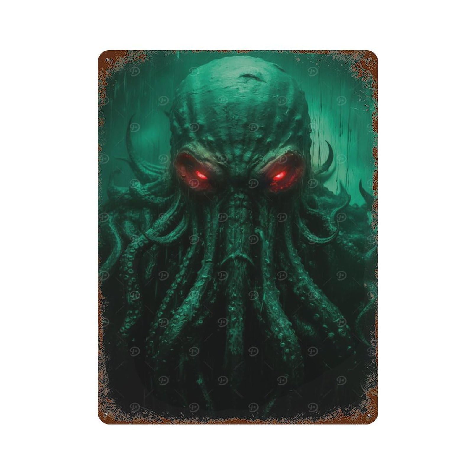 Cthulhu Awakening Rustic Tin Plaque 15.7"x11.8", for Living Room, Hallway And Home Decor, Decorative Metal Wall Art