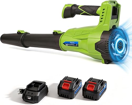 Soplador eléctrico de hojas inalámbrico, motor sin escobillas de 690 CFM/190 MPH con modos de 6 velocidades, soplador de hojas de batería de 690 CFM