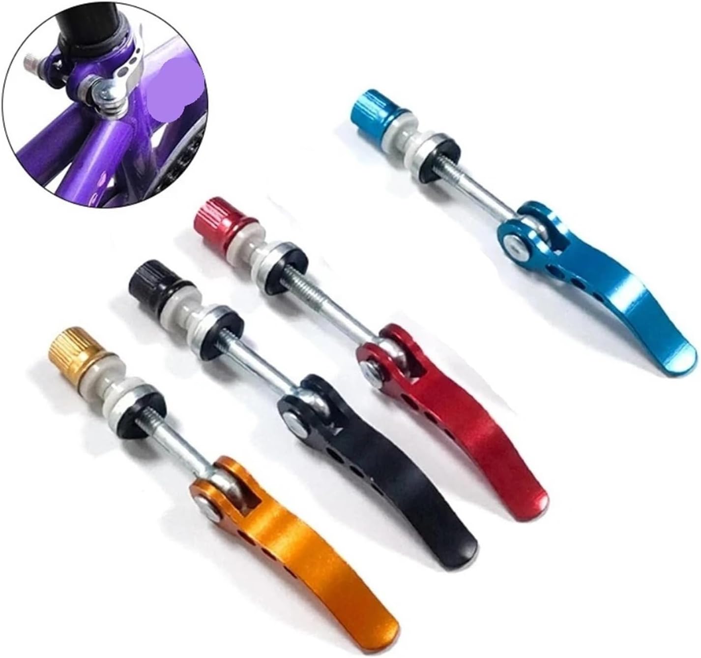 Bicycle Seat Clamp 4pcs Universal Bicycle Seatposts Clamps Mountain Seat Tube Clamp Screw Quick Release Lever Bike Clip(Red)