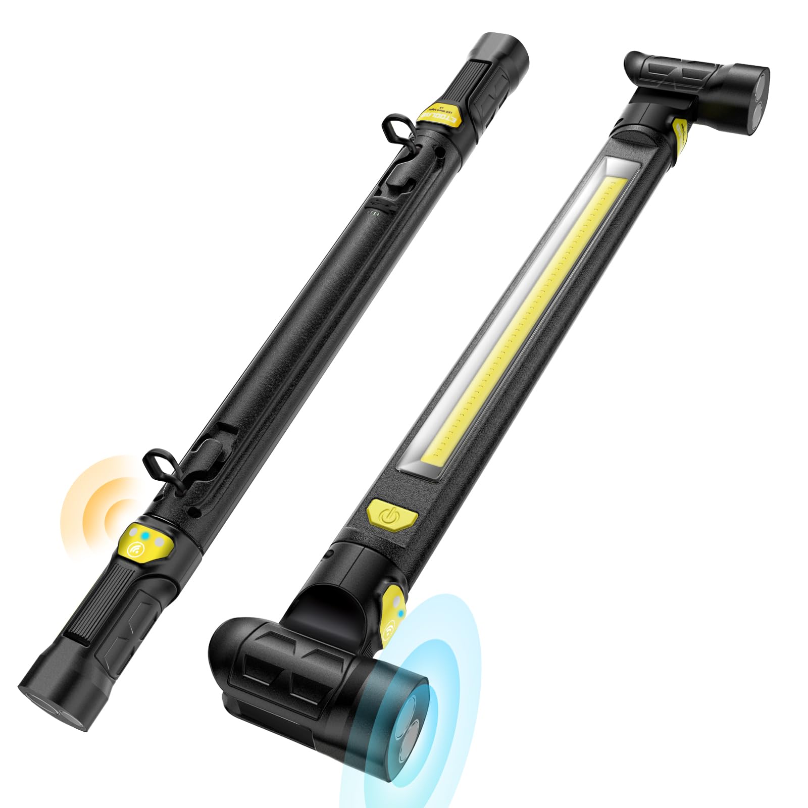 ETOOLAB LED Werkstattlampe, LED Arbeitsleuchte, Echte 1200lm, Motorraumleuchte mit starkem Magneten, 360°Haken, 5200 mAh,Anwesenheits-Sensor, Dimmbar/Drehbares Lichtmodul, für Arbeit und Leben