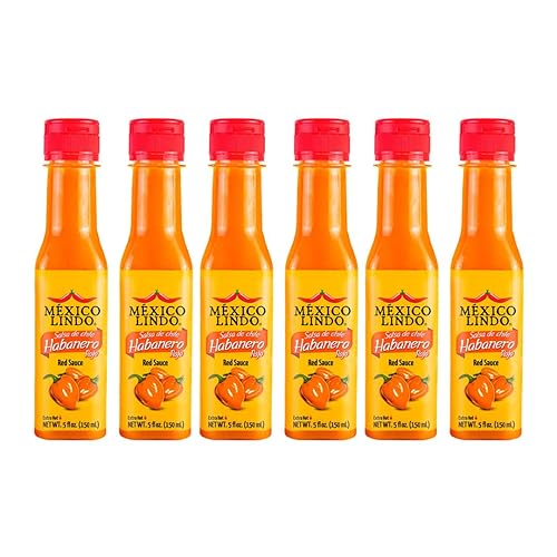Miniatura 1 de Mexico Lindo Salsa picante de Habanero Rojo  Chile Habanero Real  Nivel Scoville 78.200  Disfruta con comida mexicana, mariscos y pasta  Botella de