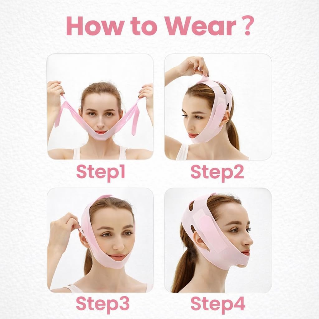 Silicone V Face Mask, Face Lift Up Belt for Facial Slimming, Chin & Cheek Slimming Bandage Mask, Double Chin Fat Reducer, Skin Tightening for Women & Men