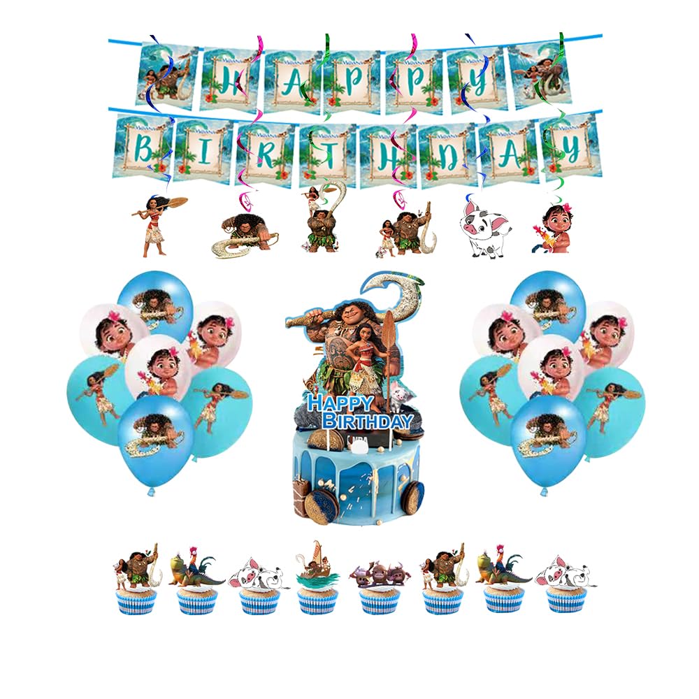 Princess Moana Birthday Decorations Moana Birthday Decoration Princess Moana Balloon Decorations Moana Balloons Birthday Moana Cake Decorations Princess Moana Birthday Banner Moana Hanging Swirls