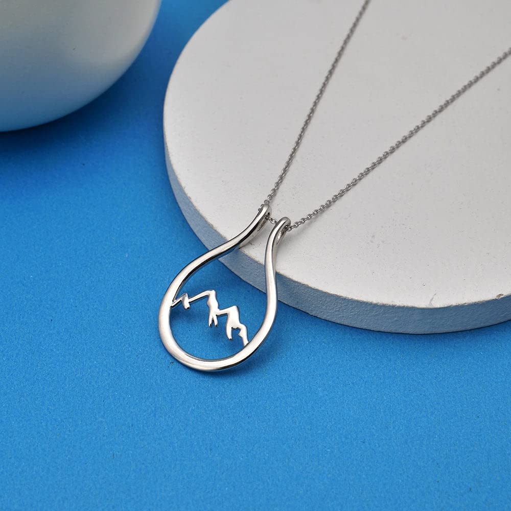 Collier porte-bague de montagne pour mariage et fiançailles, cadeau pour femme, mère, fille, Argent sterling