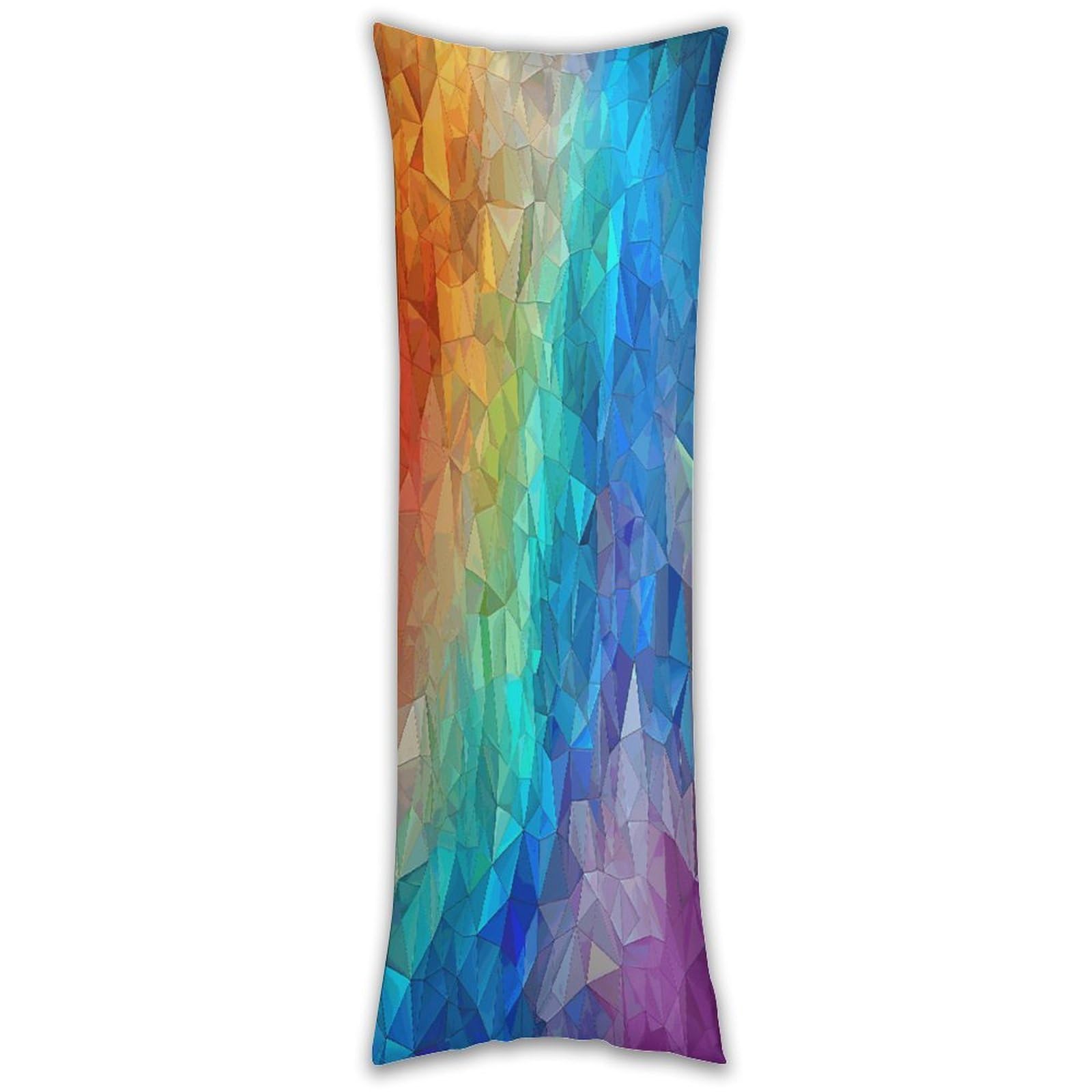 Rainbow Triangle Pillow Cases Breathable Vertical Long Pillowcase Body Pillowcase with Hidden Zipper Closure Soft and Cozy Pillow Cover 20x54 Inches for Bedroom Couch