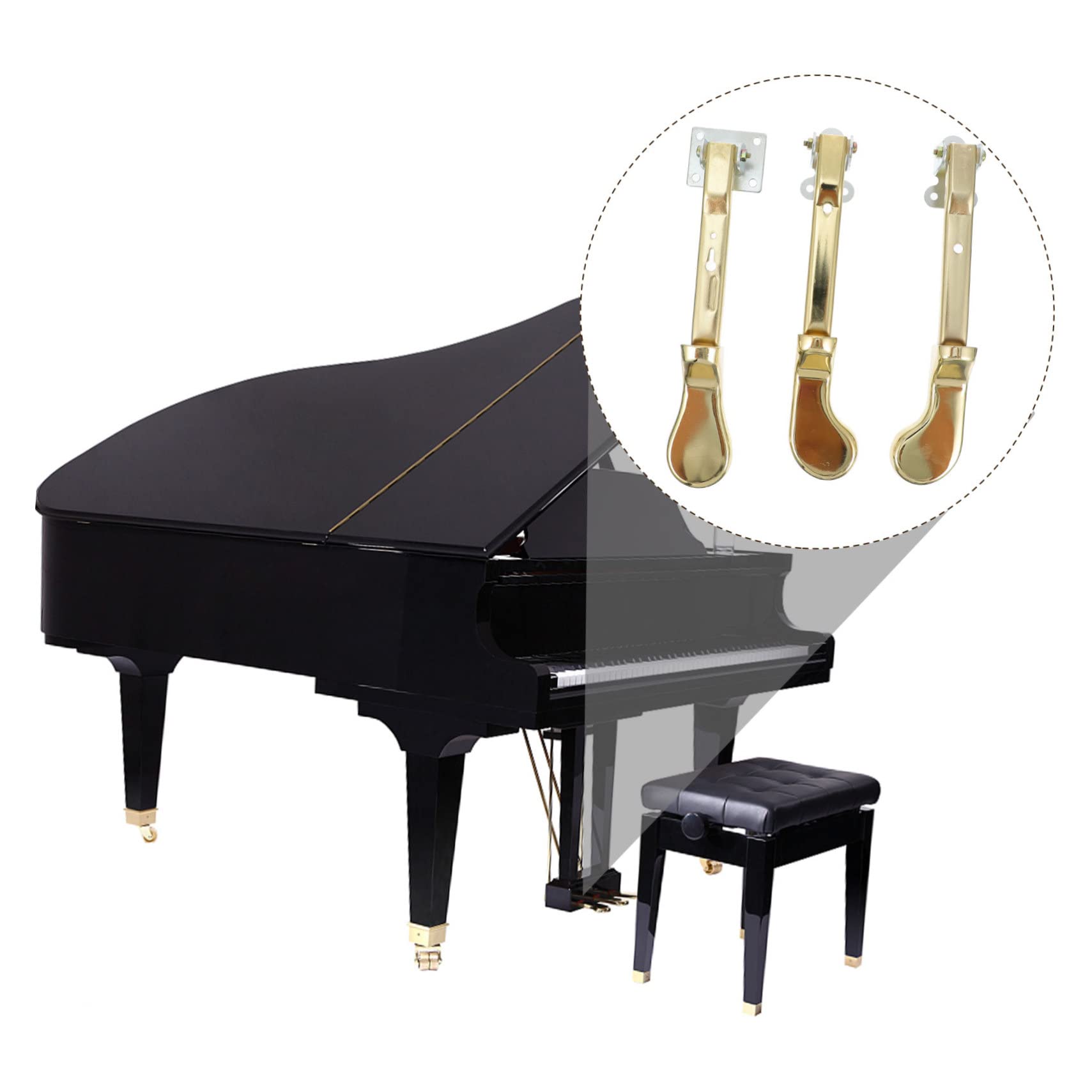 3 Pedales de Piano Vertical Metálicos Duraderos Alta Dureza y Estabilidad para Músicos Profesionales y Aficionados en Pianos Verticales