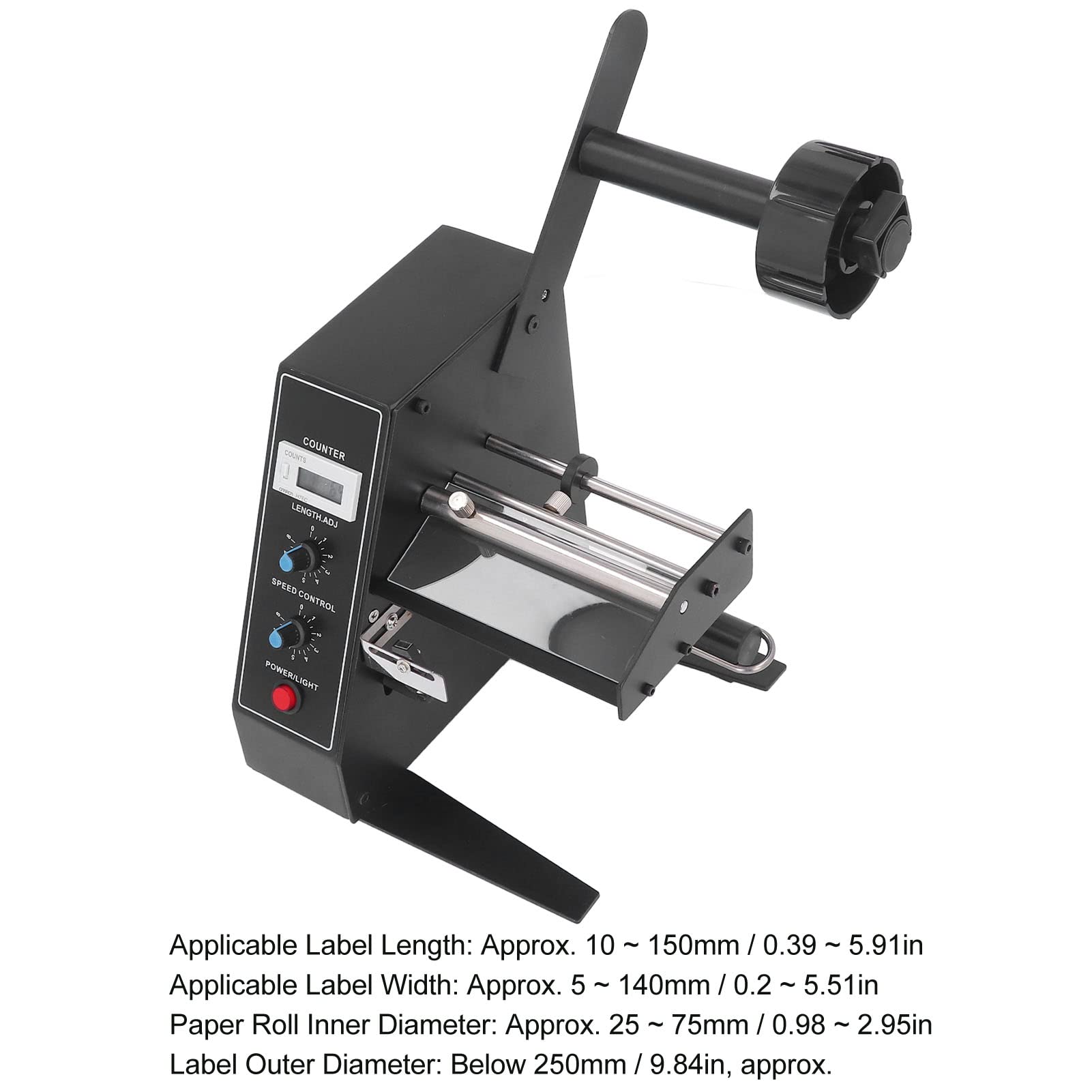 Distributore di etichette, distributore di etichette con funzione di conteggio in lega di alluminio Ampia applicazione Velocità regolabile durevole per il negozio(Spina UE 220V)