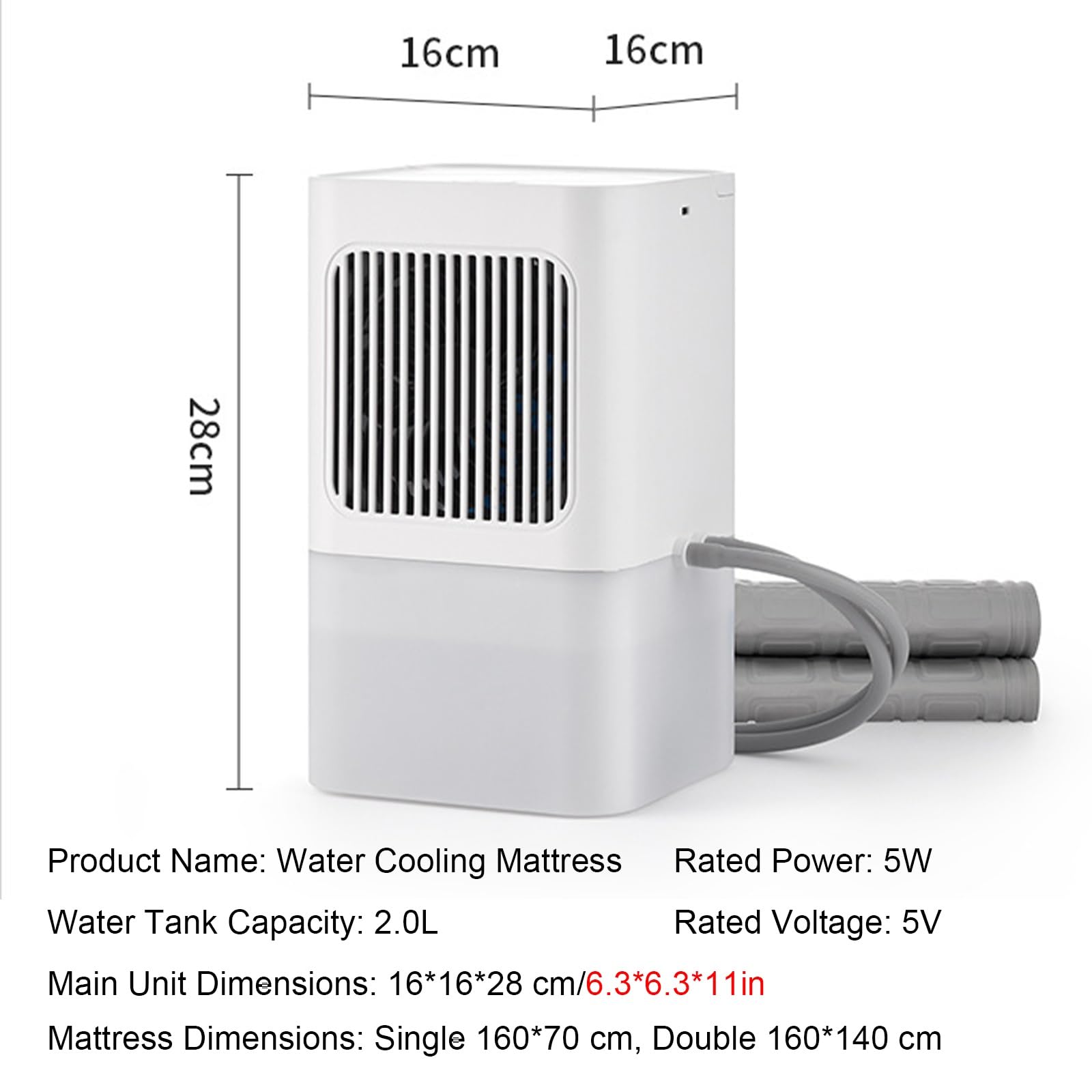 Colchón De Agua De Refrigeración, Almohadilla de enfriamiento con Bomba de Agua silenciosa, Temporizador De 1 A 9 H, 3 Marchas, para Uso doméstico y Dormitorio(W70cmxL160cm/W27inxL63in)