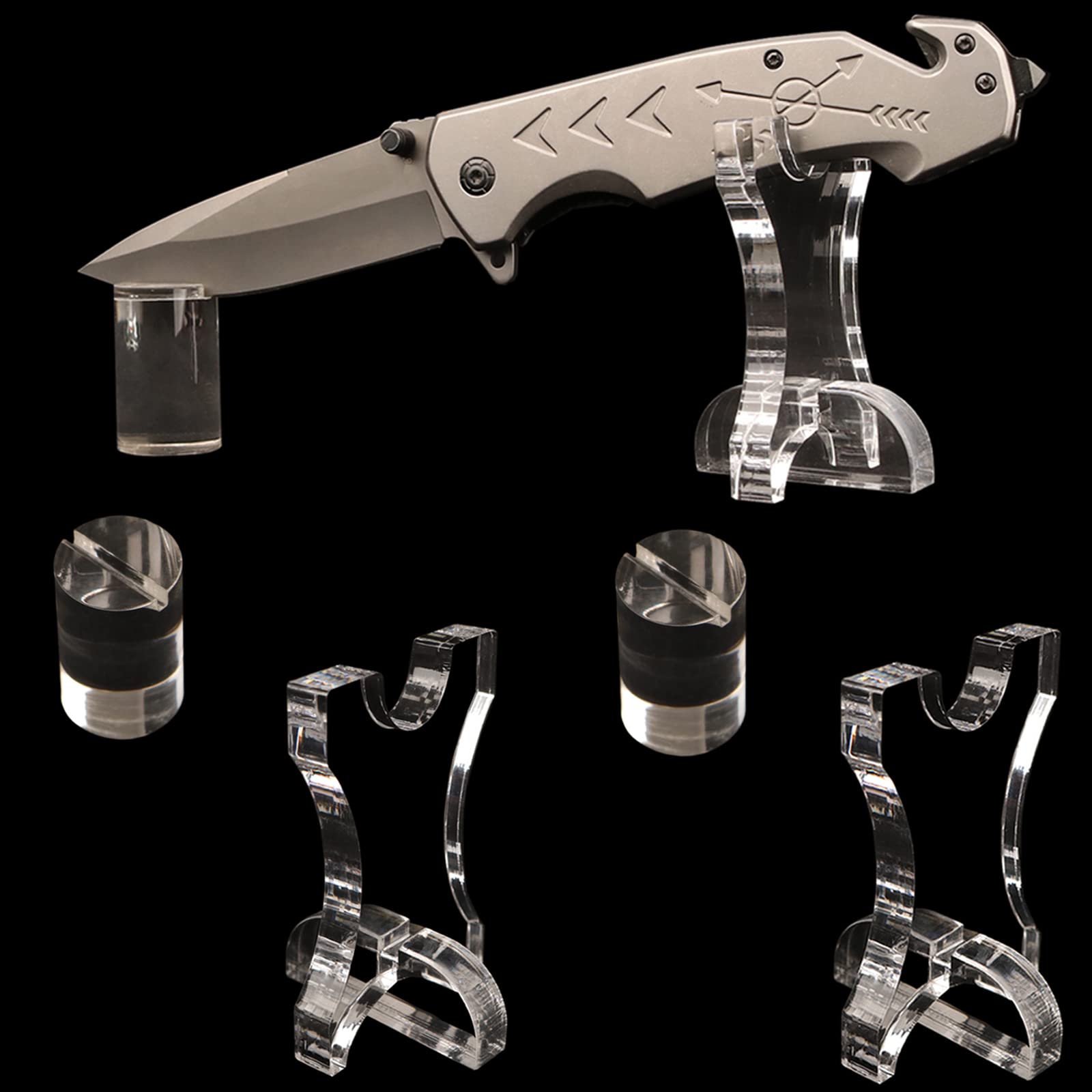 HHUXIUE Knife holder Knife display holder Knife storage holder Folding knife holder Small knife holder Acrylic knife holder used for single knife display decoration (transparent 2)