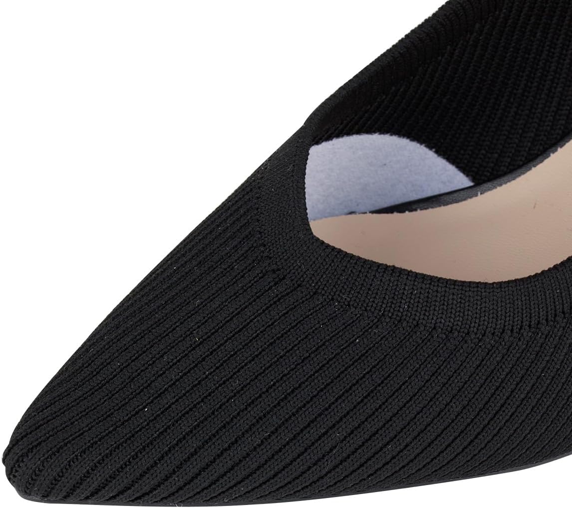 YEOJOU Slingback Heels for Women Comfortable Knitted Pumps Closed Toe Pointed Toe Dress Shoes Work - Image 2
