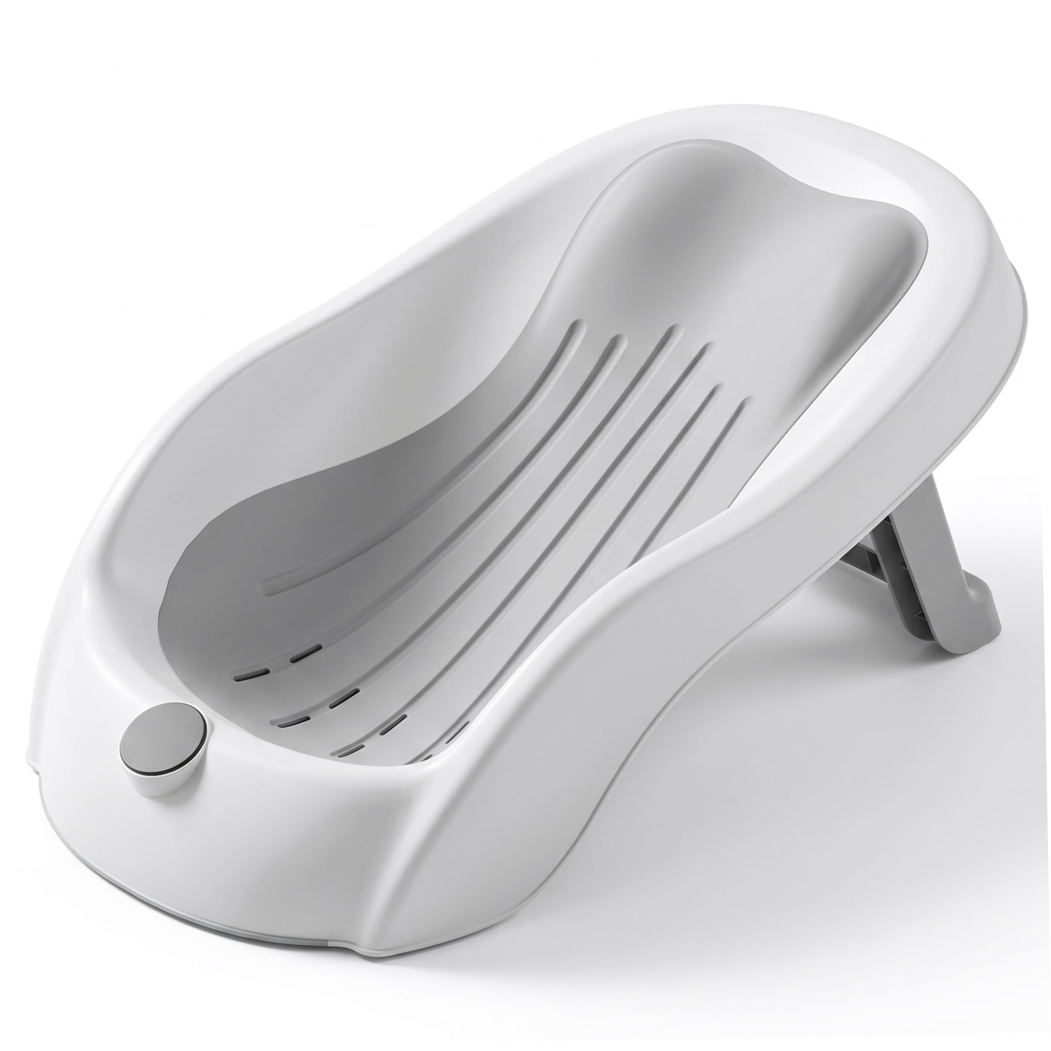 Soporte de baño para bebé, bañera con pantalla digital de temperatura y drenaje, asiento plegable antideslizante para recién nacidos (gris) ·1