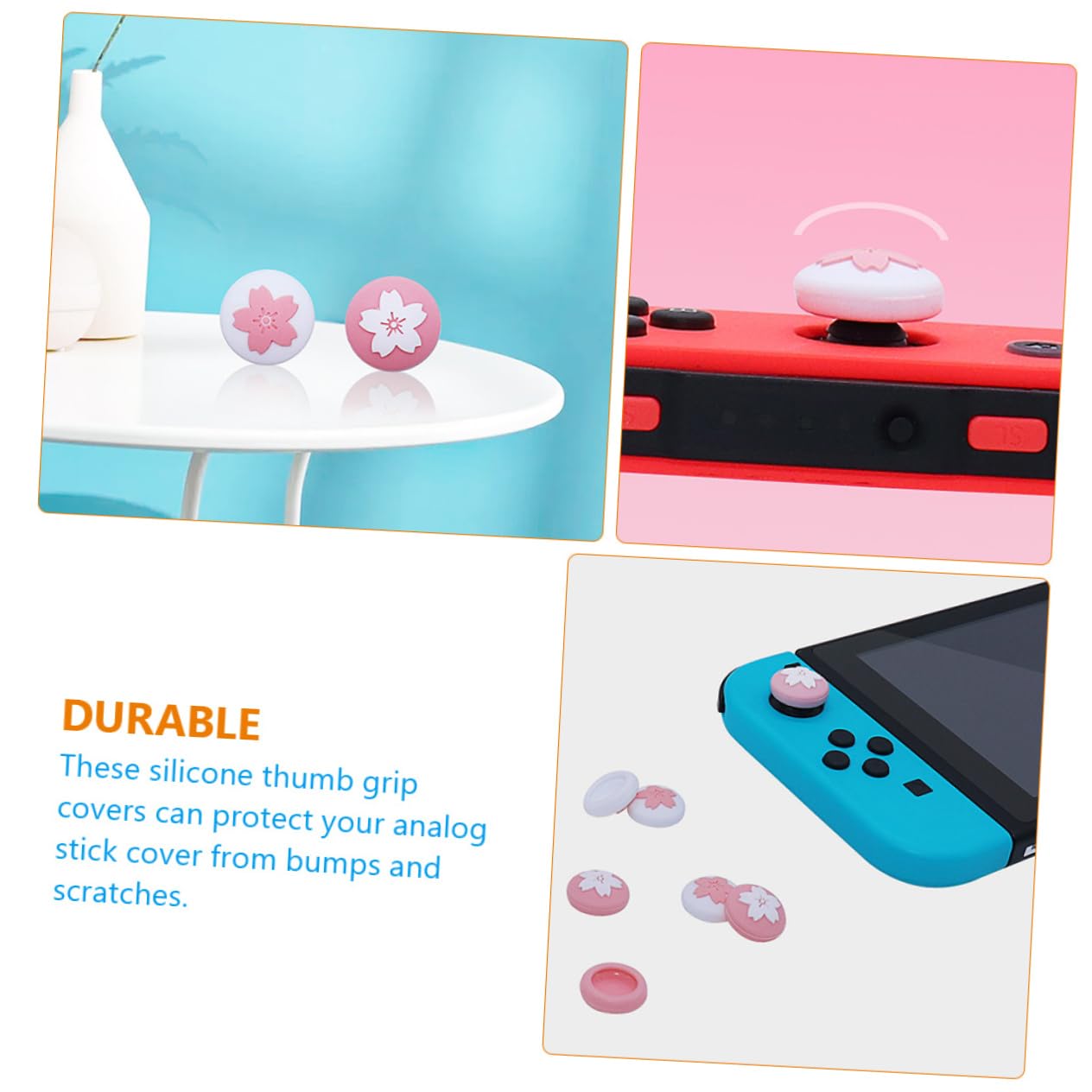 OUNONA 80piezas Cubiertas De Joystick Para Switch De Agarre Pulgar Diversos Estilos y Protección Antideslizante y Anti-rayaduras Para Consola Diseño De Flores Atractivo y Cómodo