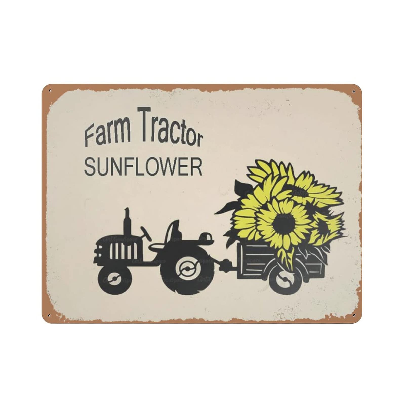 Farm Tractor Sunflower Garden Metal Tin Sign Artwork Poster Iron Painting Outdoor Sign Vintage Plaque Poster Cave Garage Pub Bar Kitchen Home Decoration 12"x16"