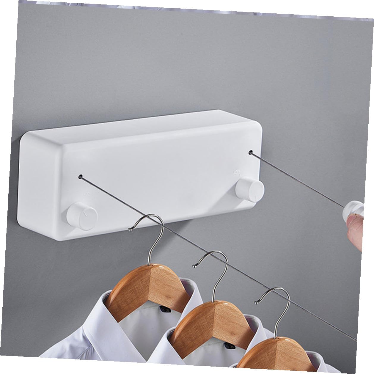 Punch Free Retractable Invisible Clothes Hanging Rope Double Line White for Indoor Laundry and Balcony Use Space-Saving Bathroom Clothesline