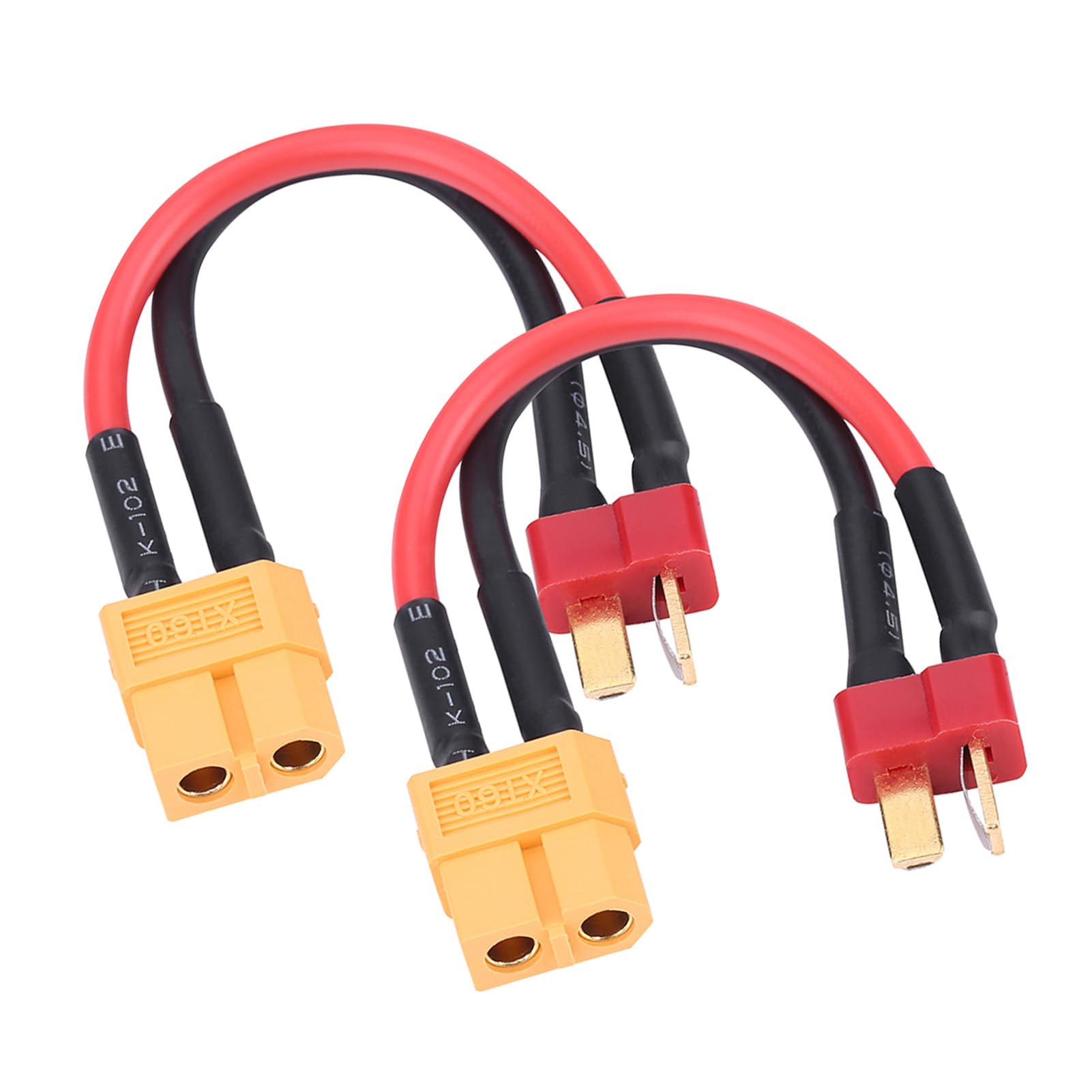 2 szt. Kable z Adapterem Wtyczki XT60 na T, Złącza Męskie na żeńskie, Kabel o Dużej Wytrzymałości 14 AWG, Odpowiedni do Większości Konfiguracji ładowania, długość 10 (Wtyk T