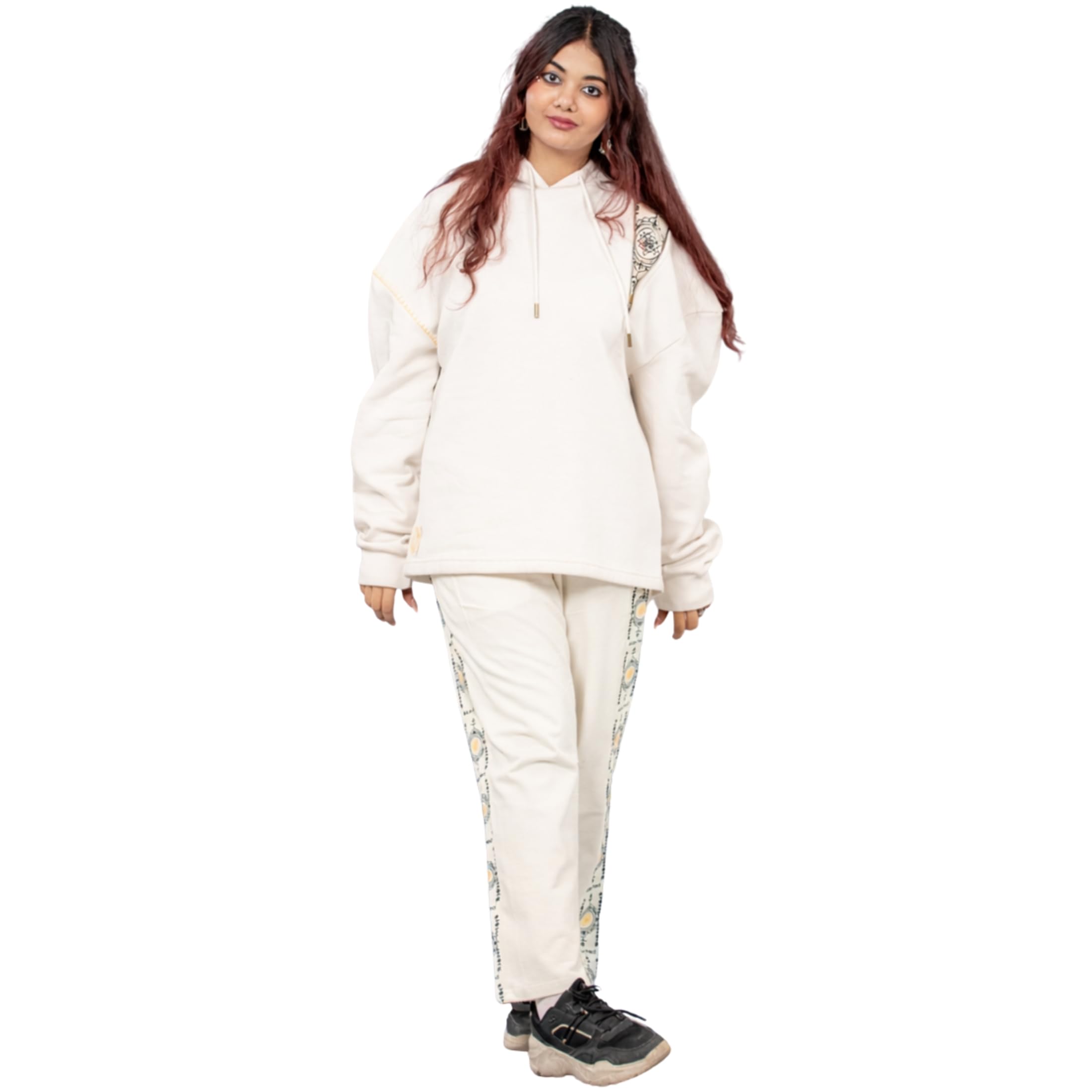Atached Cotton Fleece Oversized Co-Ord Set for Women | Sweatshirt & Pajama Set | Winter Wear Lounge & Nightwear | Soft Warm Casual Tracksuit Set-image-31
