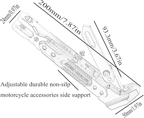 Miniatura 4 de Soporte de trípode para motocicleta, soporte de trípode de aluminio universal, soporte lateral de pie modificado, accesorios de motocicleta (negro)