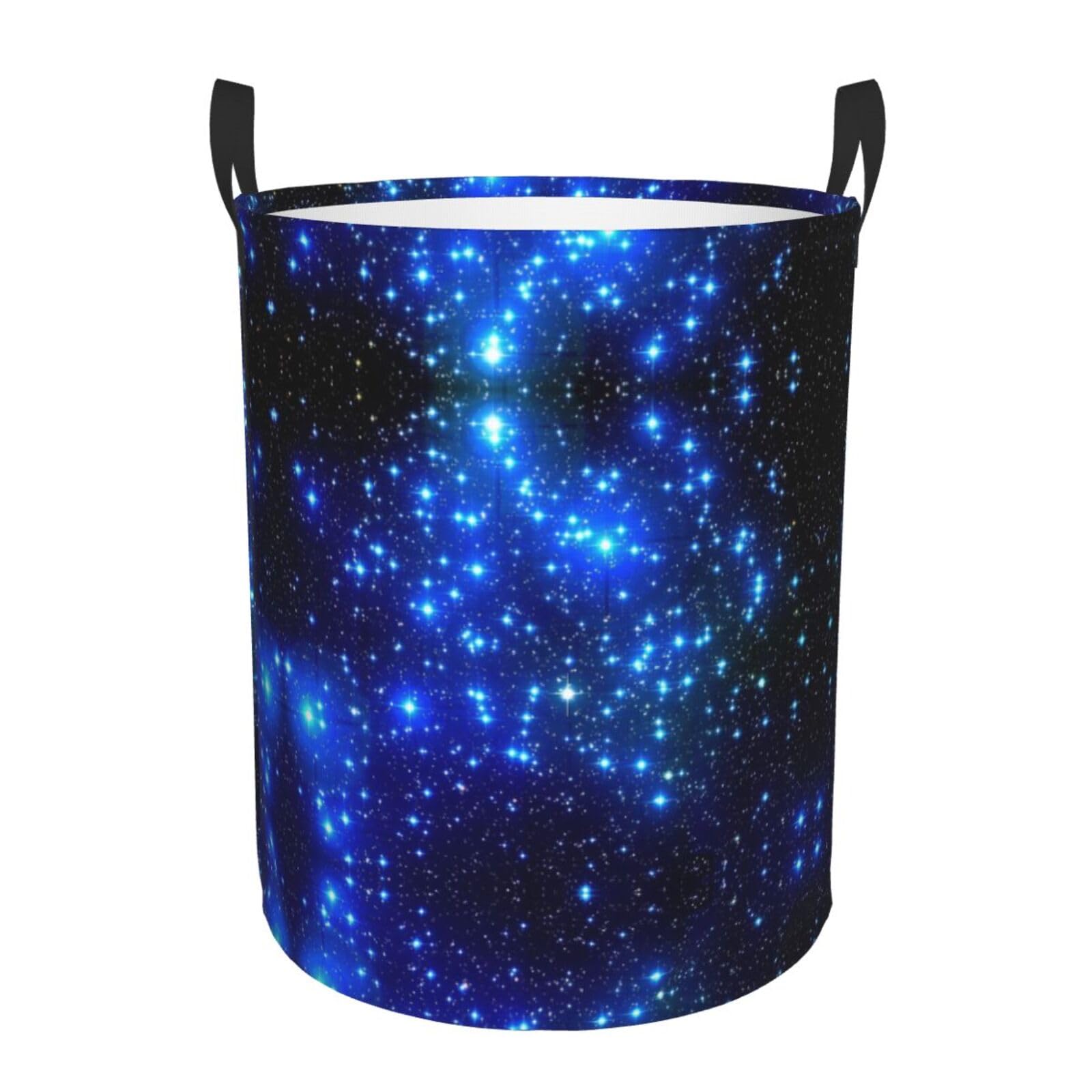 S Collapsible Round Galaxy Stars Print Laundry Hamper