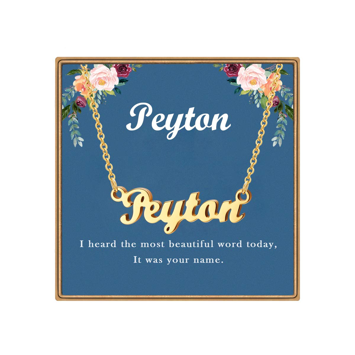 LdurianCustom Name Necklace, Personalized Name Plate Pendant Necklace Pre Gifts, Charm Necklaces Jewelry for Birthday Anniversary