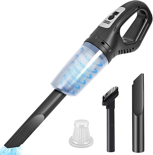 YUNYILAN Aspiradora de mano inalámbrica recargable mini aspiradora portátil de escritorio con herramienta para grietas y filtro lavable, para