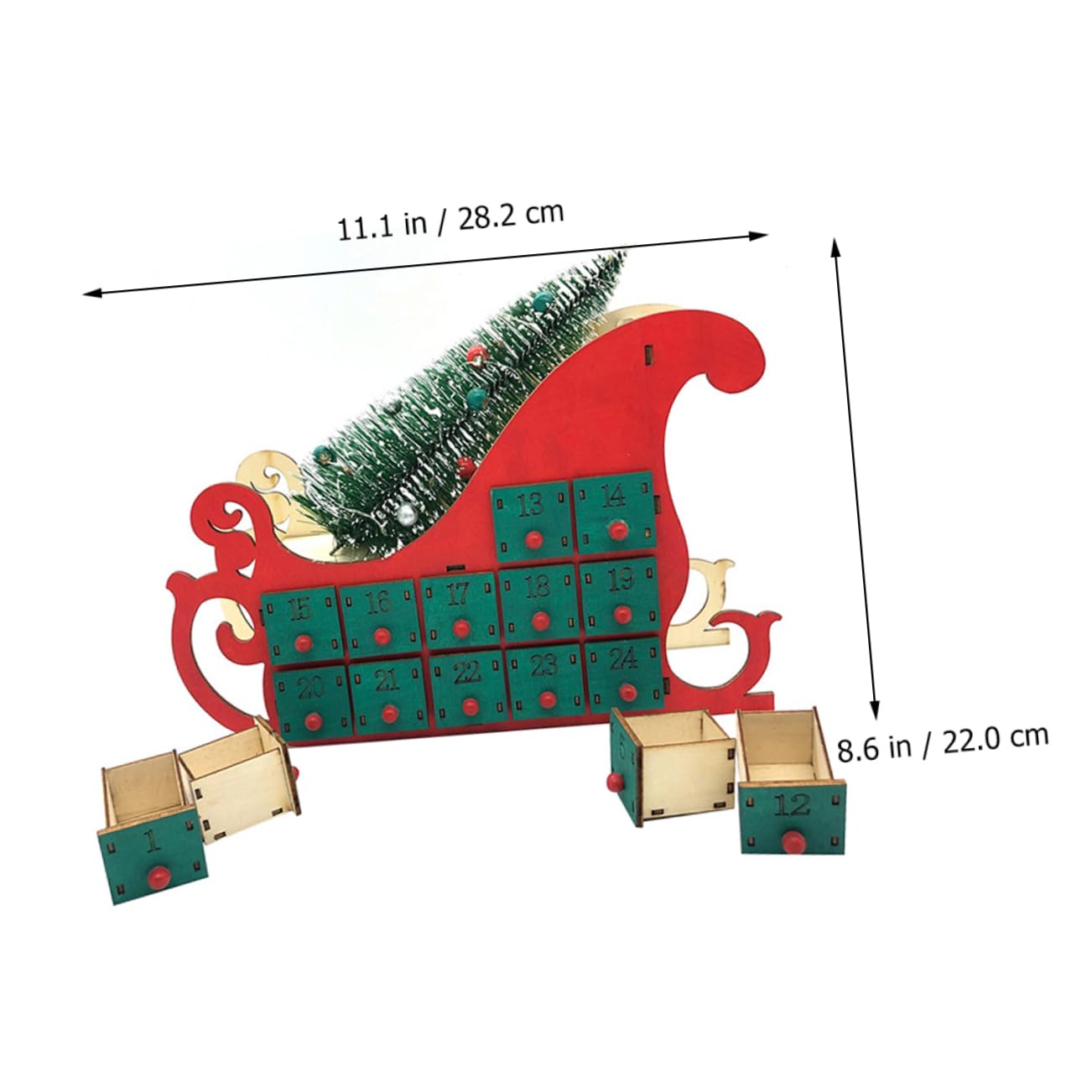 Weihnachtskalender mit Grünem Klassischem Design Adventskalender zum Befüllen für Schlafzimmer und Laden als Festliche Weihnachtsdekoration