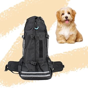 CALANDIS Dog Carrier Breathable Corgi Carrying Bag Hiking Travel Pet Backpacks Black
